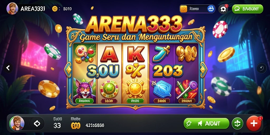 Tampilan gameplay menarik dari ARENA333 dengan simbol dan animasi yang memukau.