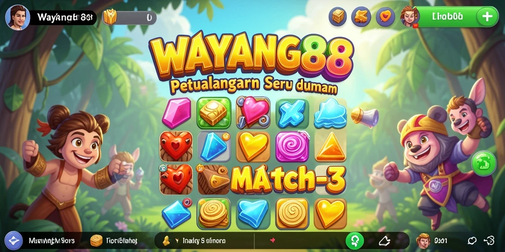 Tampilan gameplay Match-3 yang seru dan mengasyikkan di WAYANG88.